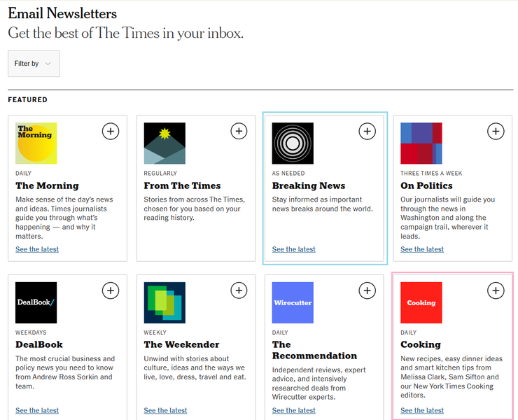 有諸多選項的英文版新聞可以選閱