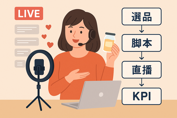 直播電商、商品展示、選品、直播腳本、KPI追蹤