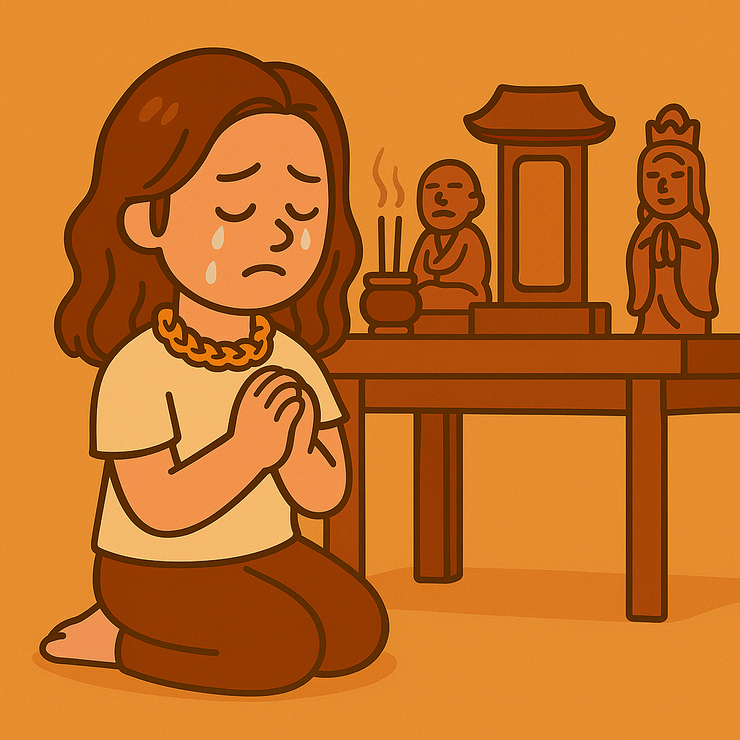 那時的我,對媽媽的離世,其實是憤怒的,也是傷心的,更是害怕的。 我知道她的病好不起來,卻還是忍不住把情緒全發洩在神明身上。 我不是不信神,只是太痛、太慌,不知道怎麼求救。 或許,那些質問和眼淚,其實是我唯一還敢開口的方式。又或者說,我以為我是在質問祂,後來才懂,其實我是想叫祂抱我。